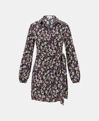 Black Floral Shirt Dress