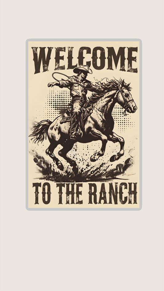 A4 Unframed Printed Card Decorative Picture Cowboy Welcome To The Ranch
