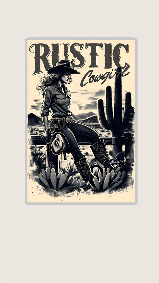 A4 Unframed Printed Card Decorative Picture Rustic Cowgirl