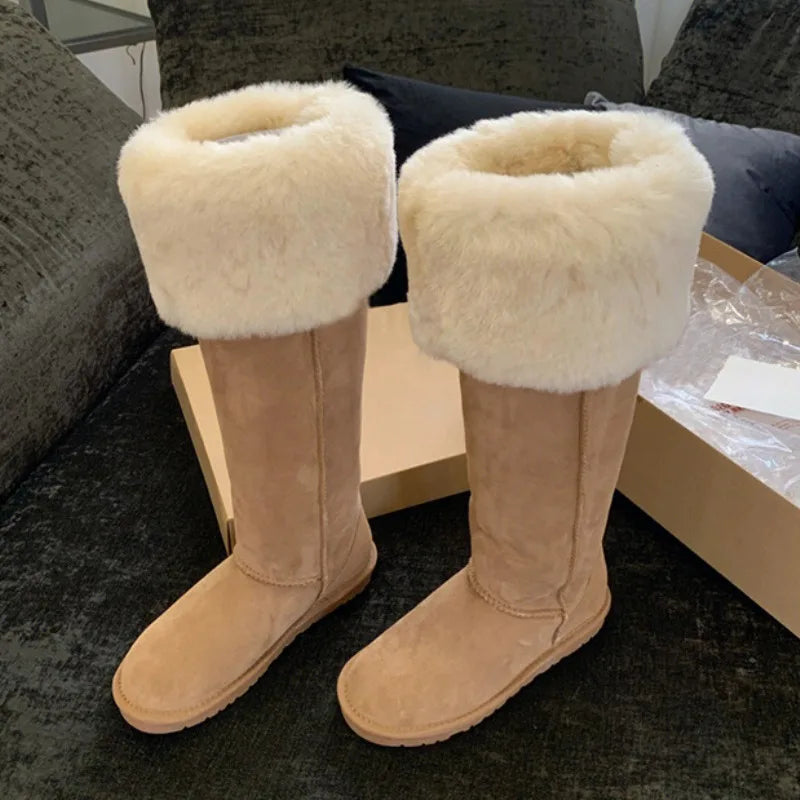 Women Winter Snow Boots Outdoor Warm Plush Cold-proof Women Shoes High Quality Slip on Versatile Round Long Boots Botas De Mujer