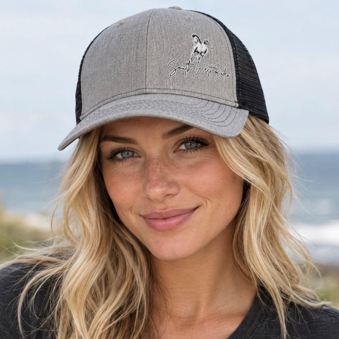 South West Rodeo Branded Black & Grey Trucker Hat