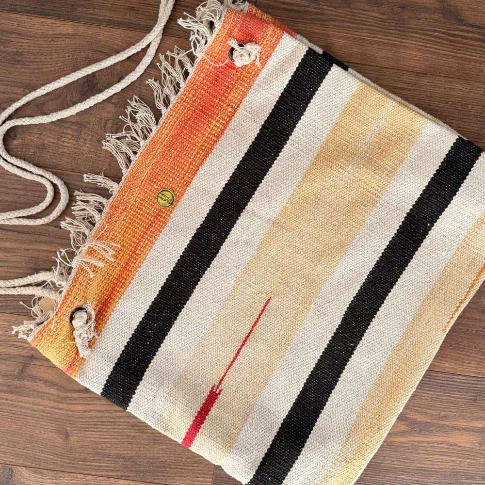 J L Maud Handmade Orange & Sand Large Beach Bag